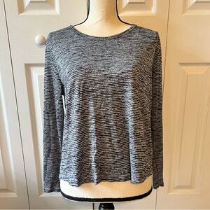 Athleta Navy and White Striped Long Sleeve Top Open Back Size Small